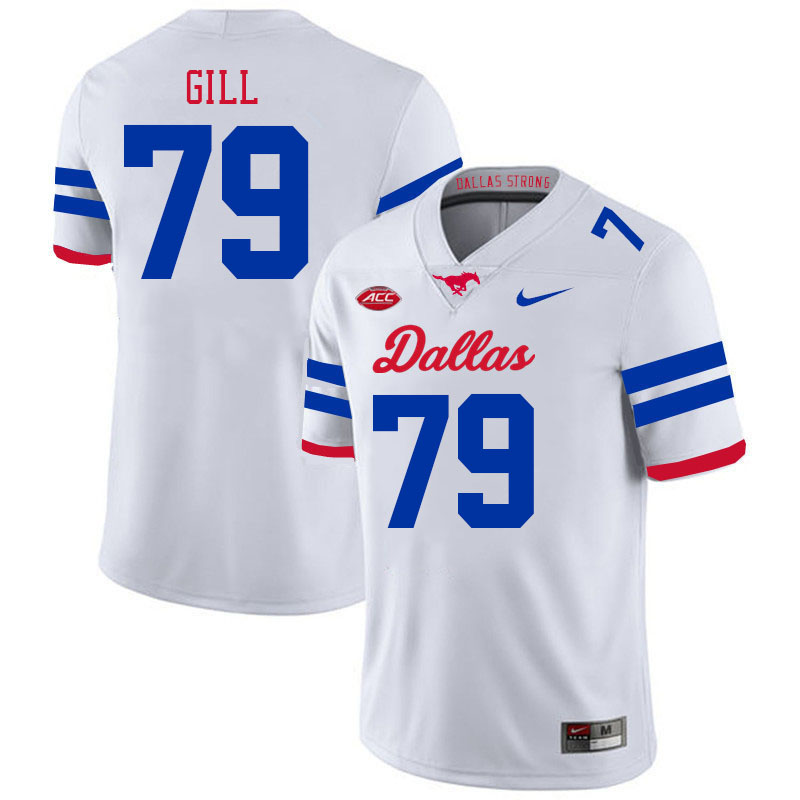 SMU Mustangs #79 Reagan Gill College Football Jerseys Stitched Sale-Alternate White